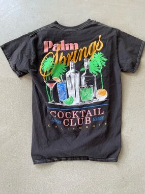 Palm Springs Cocktail Club Graphic Tee - Black with Neon Print